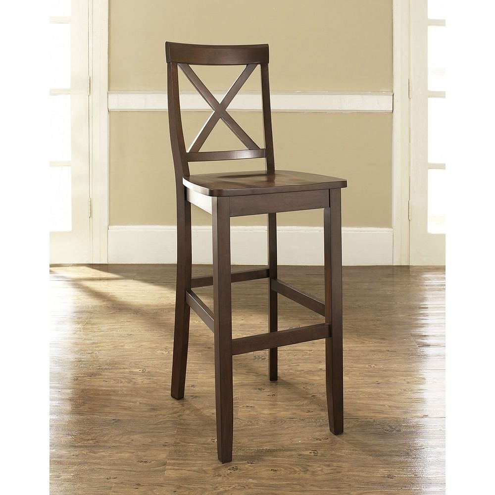 Set of 2 - X-Back 30-inch Solid Wood Barstool in Mahogany Finish - Free Shipping