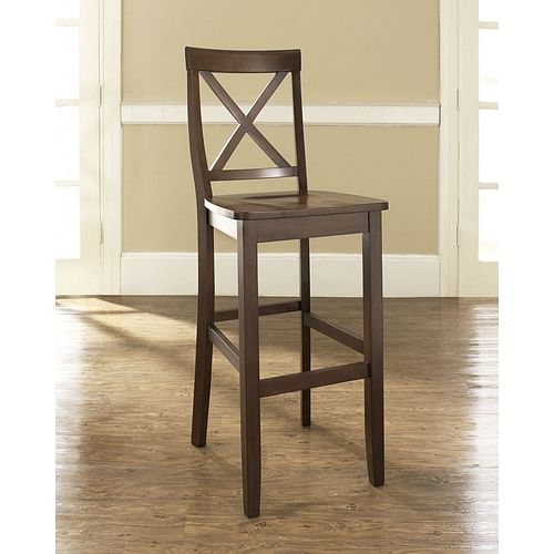 Set of 2 - X-Back 30-inch Solid Wood Barstool in Mahogany Finish - Free Shipping