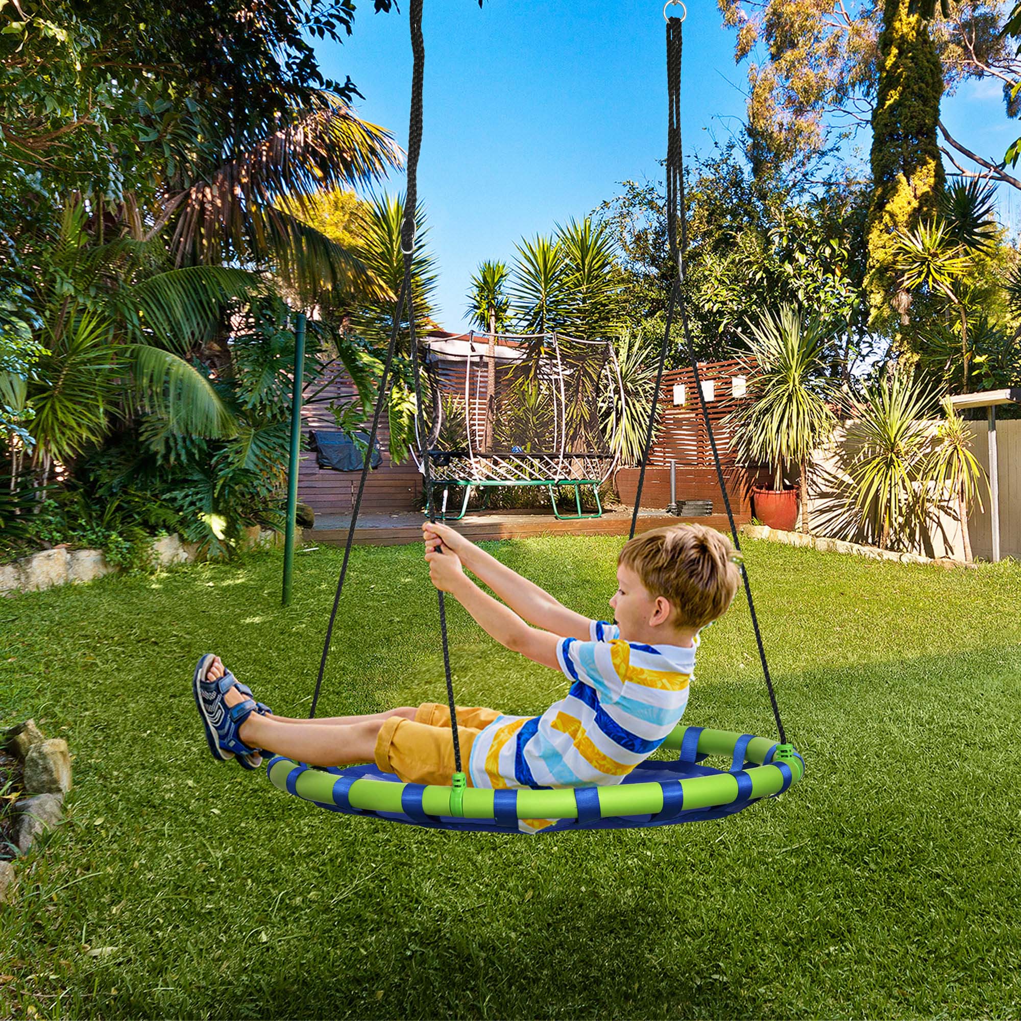 Outsunny 40" Saucer Tree Swing for Kids (330 lb Capacity, Blue)