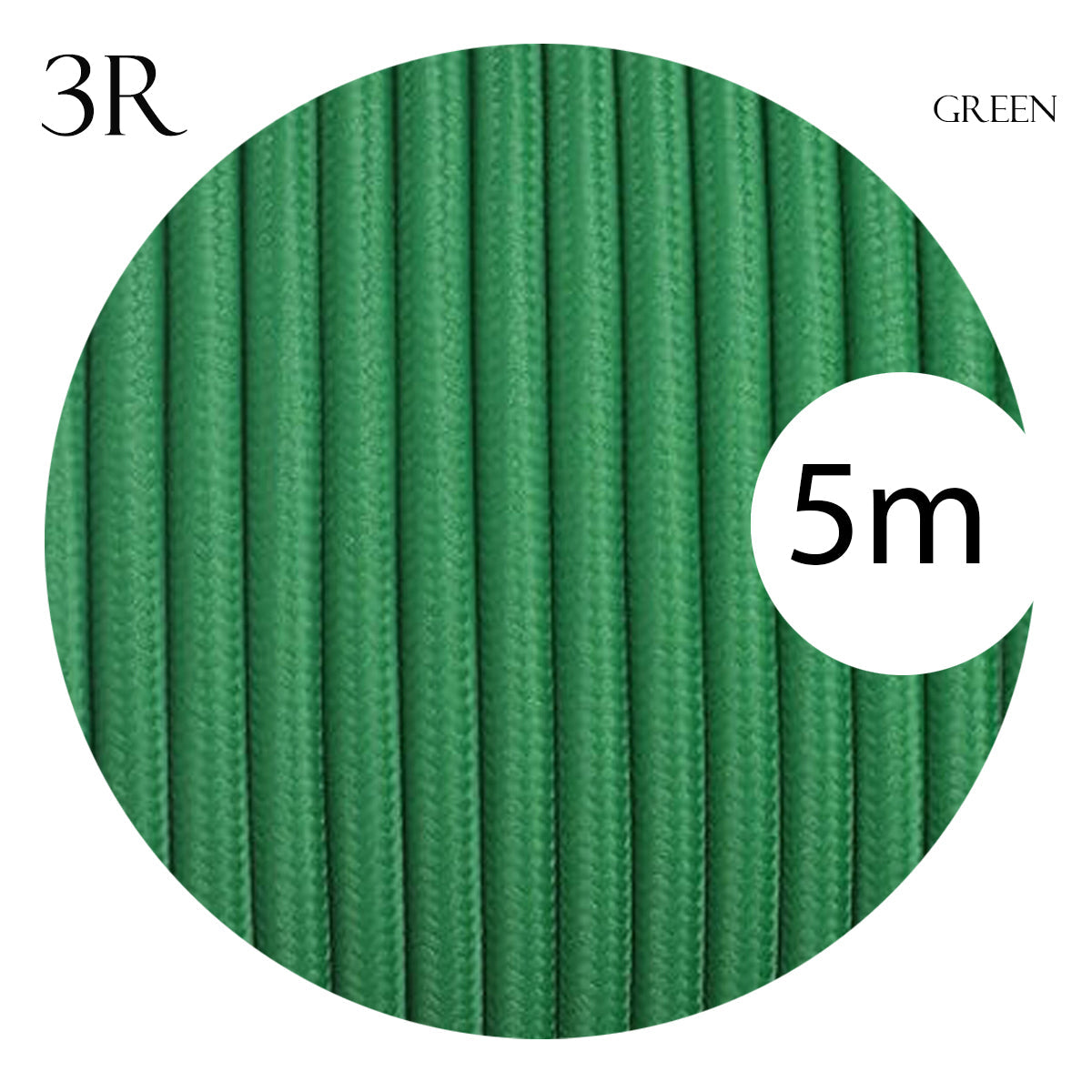 Electrical 3 Core 0.75mm Fabric Power Cable Green~2114
