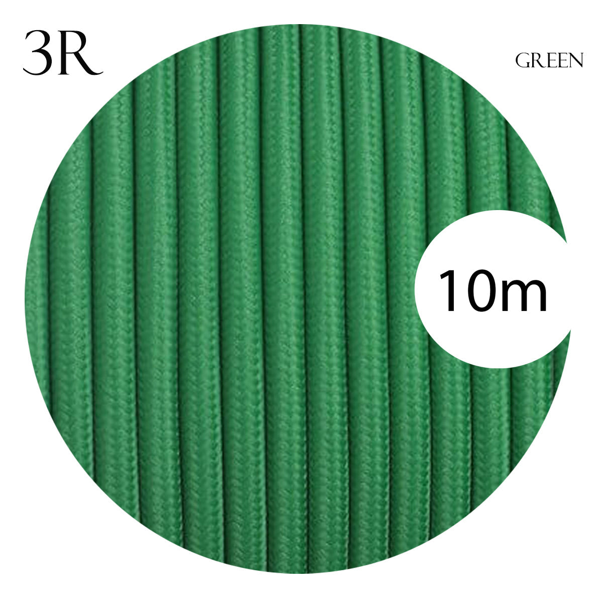 Electrical 3 Core 0.75mm Fabric Power Cable Green~2114