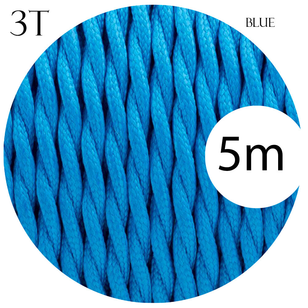 Cloth Covered Electric 3 Core Twisted Cable Blue~2108