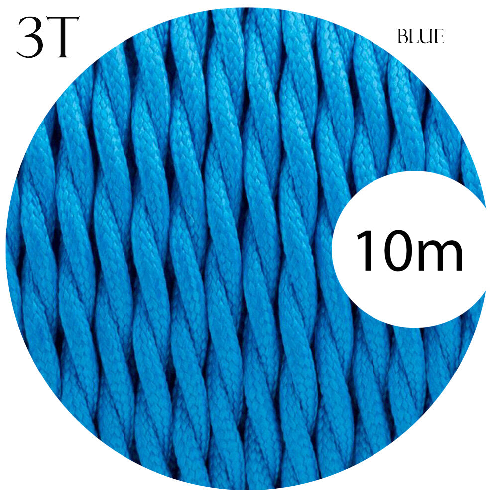 Cloth Covered Electric 3 Core Twisted Cable Blue~2108
