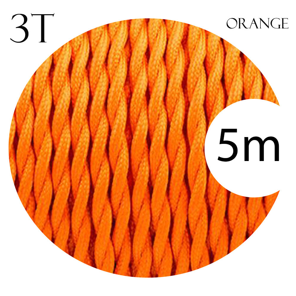 3 Core Electrical Twisted Cable Fabric Flex Orange~2103