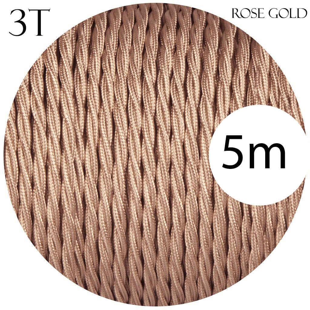 3 Core Twisted 0.75mm Fabric Cable Rose Gold~2098
