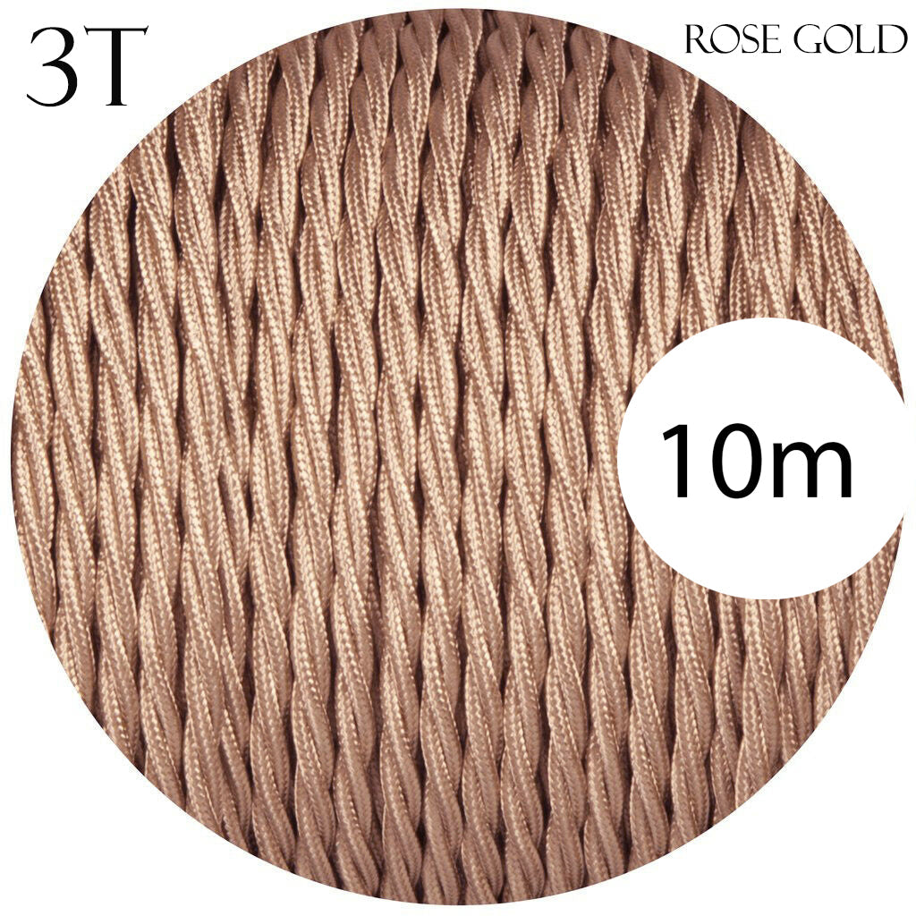 3 Core Twisted 0.75mm Fabric Cable Rose Gold~2098