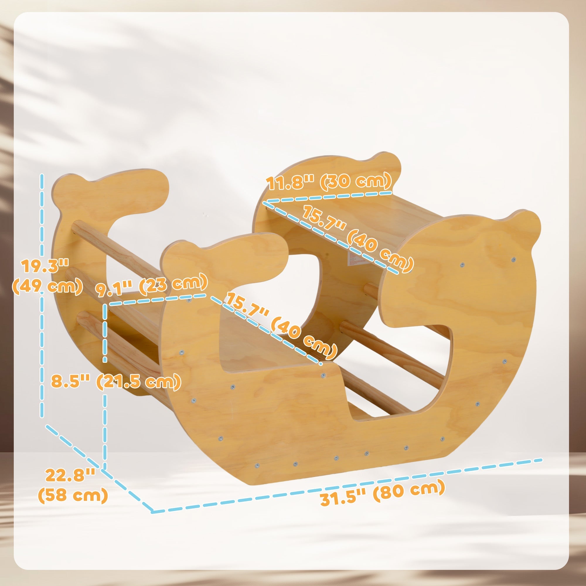 Qaba 2 in 1 Wooden Toddler Climbing Toy Indoor, Kids Table and Chair Set