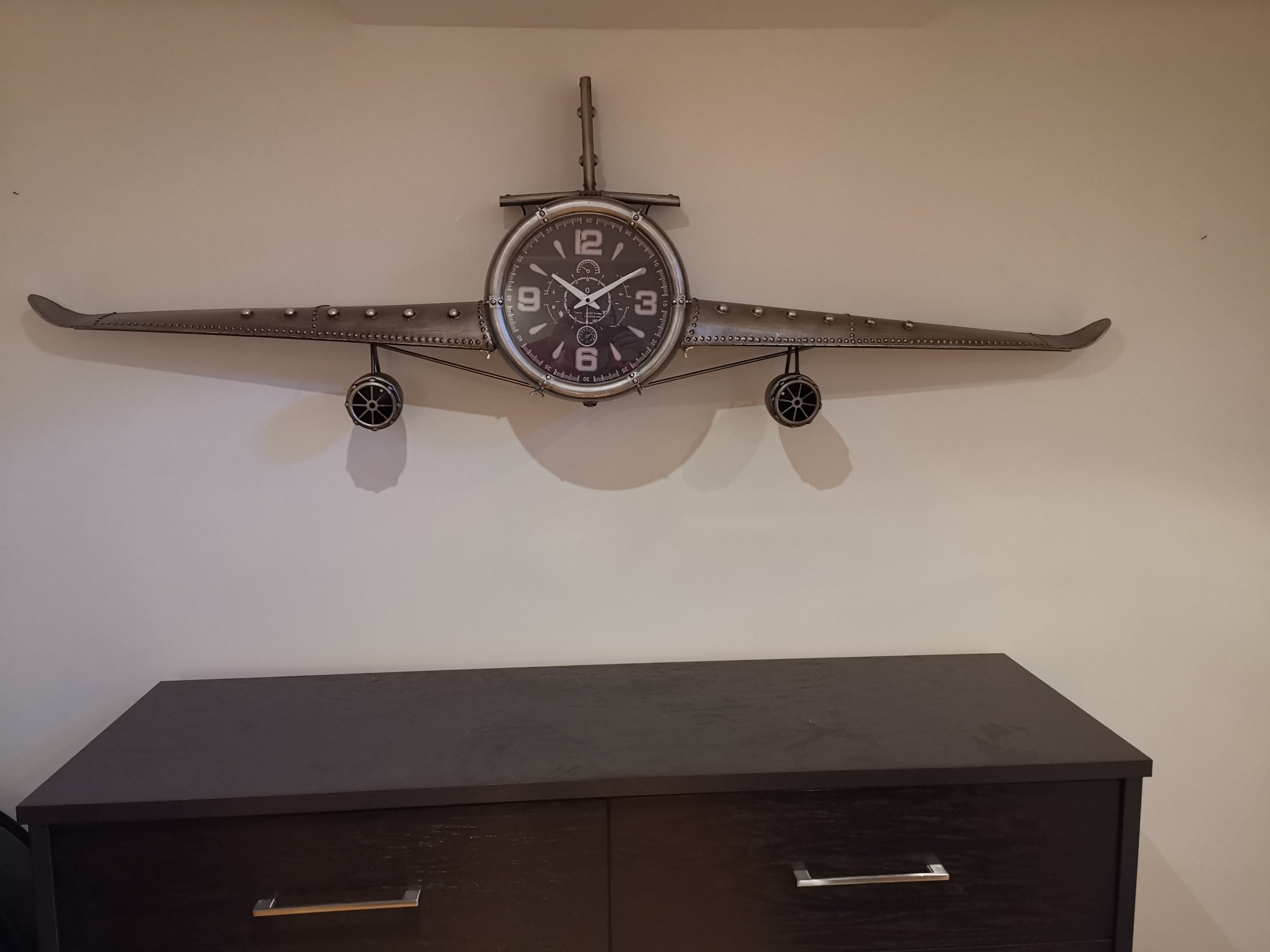 Large Rustic Vintage Fighter Wall Clock - Metal (large)