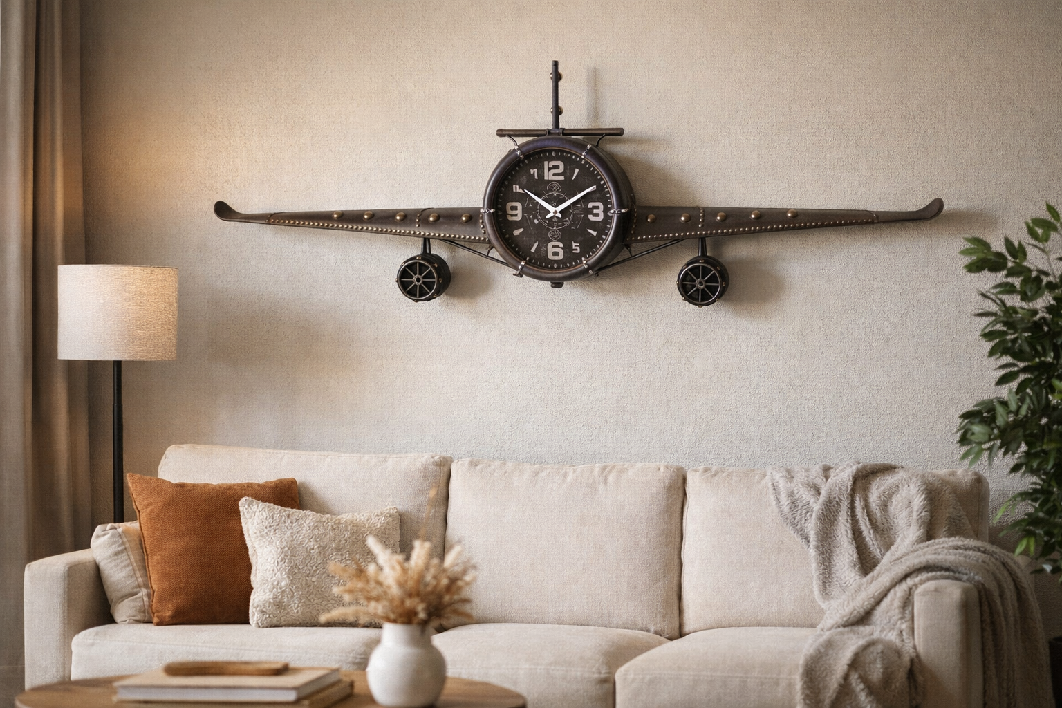 Wall clock - Metal Medium Vintage Fighter Jet Wall Clock