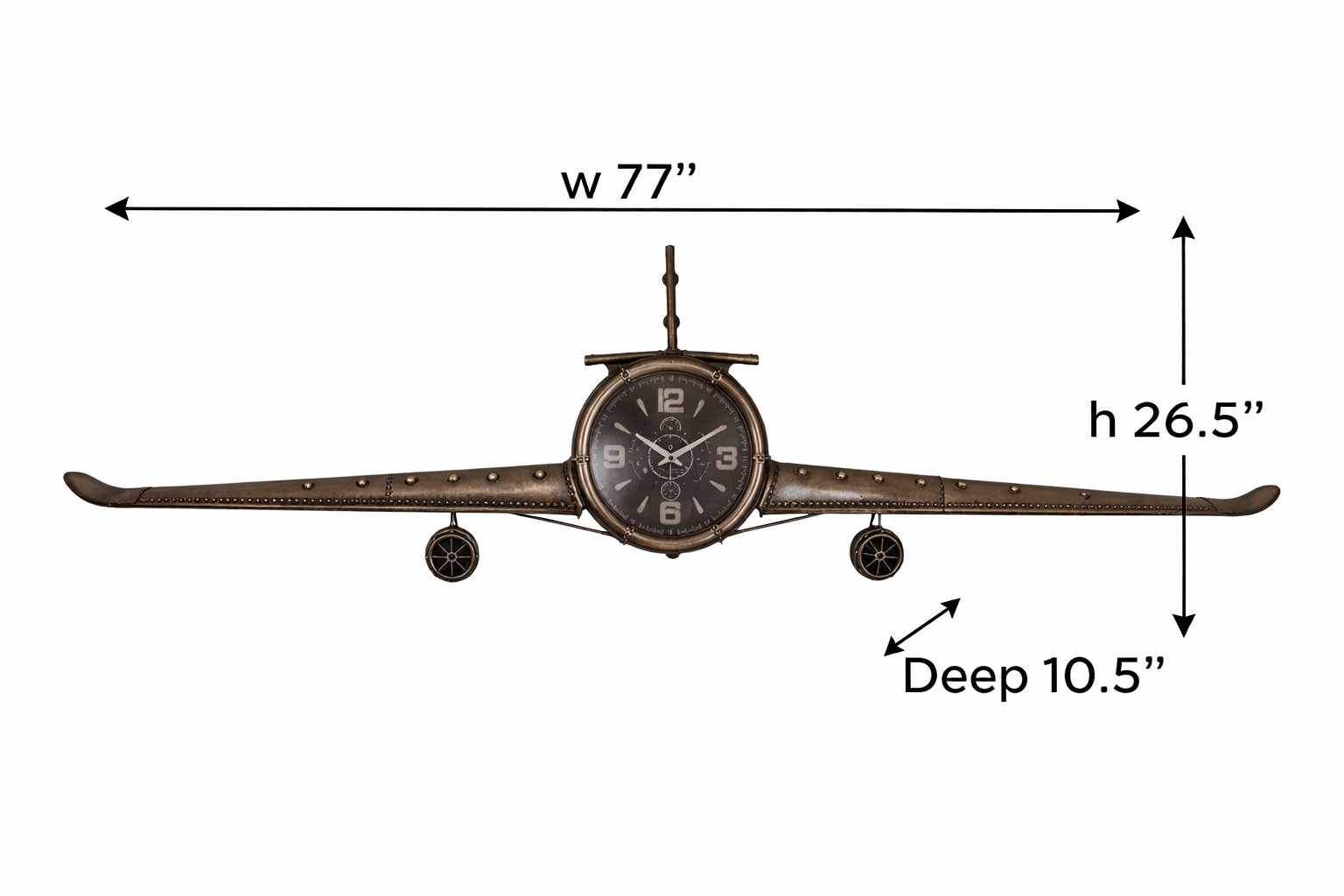 Large Rustic Vintage Fighter Wall Clock - Metal (large)