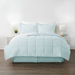 CAL King Microfiber 6-Piece Reversible Bed-in-a-Bag Comforter Set in Aqua Blue - Free Shipping