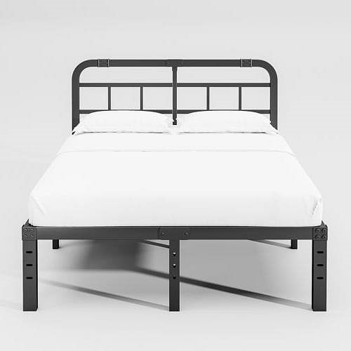 California King Size Heavy Duty Black Metal Platform Bed Frame with Headboard - Free Shipping