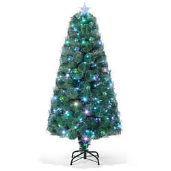 5/6/7 FT Pre-Lit Fiber Optic Christmas Tree with 148/185/226 Multi-Color LED Lights and Top Star Light-7 ft - Free Shipping