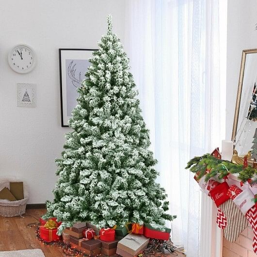 6 Feet Snow Flocked Artificial Christmas Tree Hinged with 928 Tips - Free Shipping