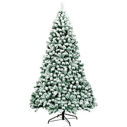 7.5 Feet Pre-Lit Premium Snow Flocked Hinged Artificial Christmas Tree with 550 Lights - Free Shipping