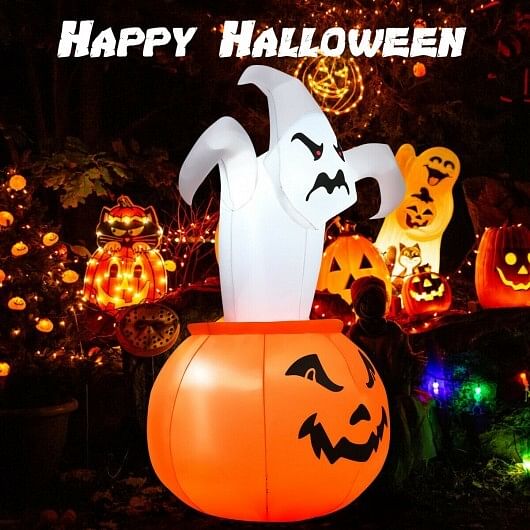 6 Feet Halloween Blow-Up Inflatable Ghost in Pumpkin with LED Light - Free Shipping