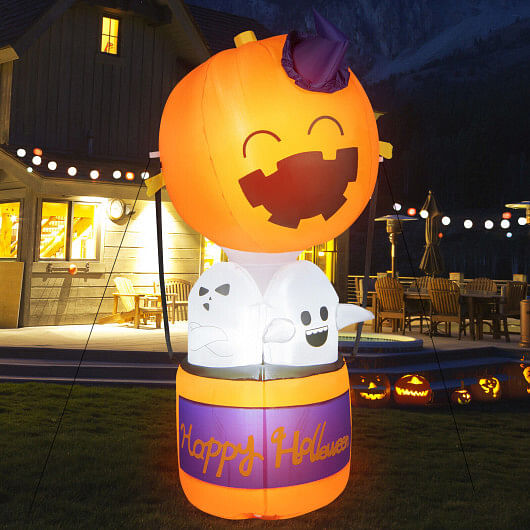 6 Feet Halloween Inflatable Pumpkin Hot Air Balloon Ghost Yard Decor - Free Shipping