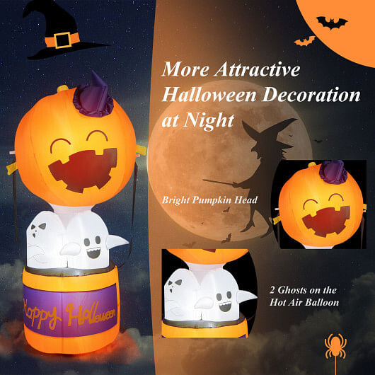 6 Feet Halloween Inflatable Pumpkin Hot Air Balloon Ghost Yard Decor - Free Shipping
