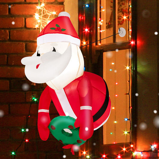 3.3 Feet Lighted Inflatable Santa Claus Broke Out from Window - Free Shipping