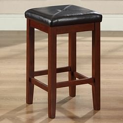 Set of 2 - Vintage Mahogany Bar Stools with Faux Leather Cushion Seat - Free Shipping