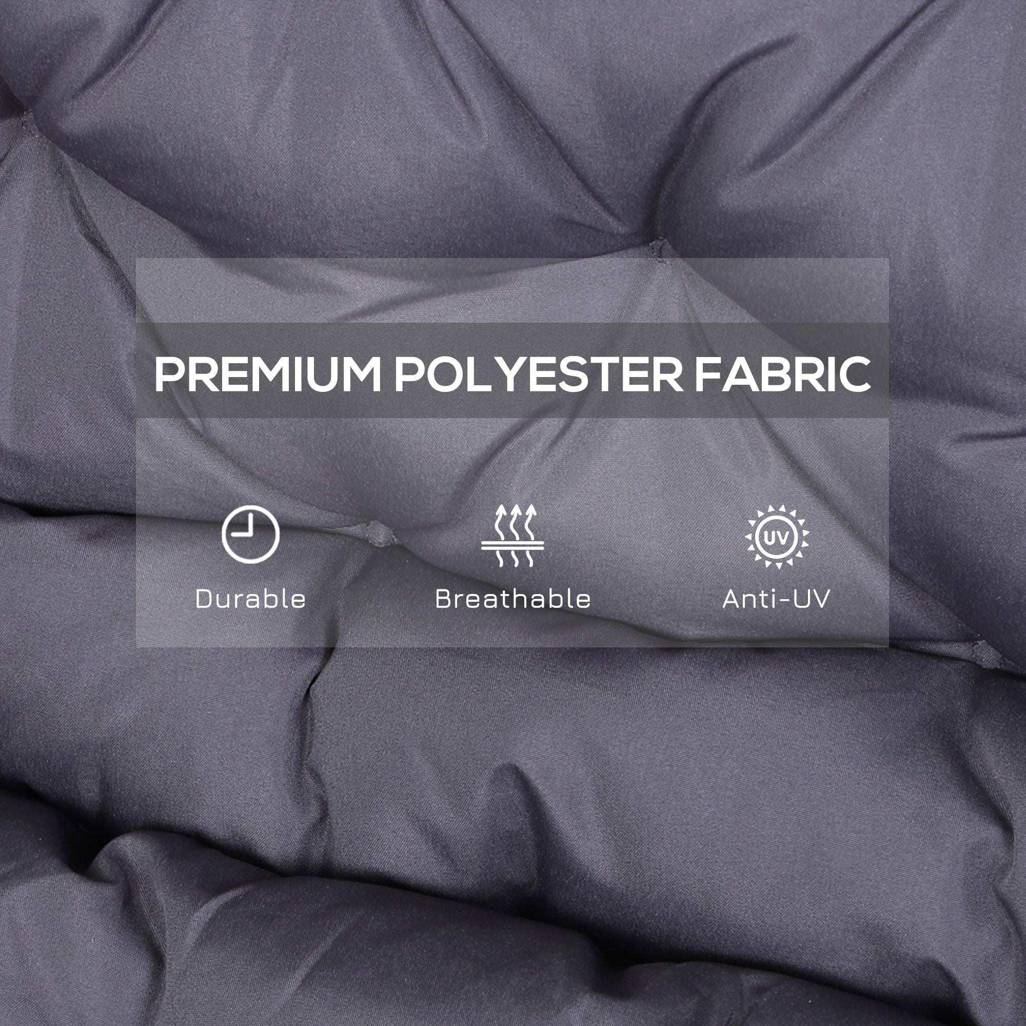 Outsunny Outdoor 2 Seater Bench Cushion with Backrest Non Slip Garden Patio Soft Pad Grey