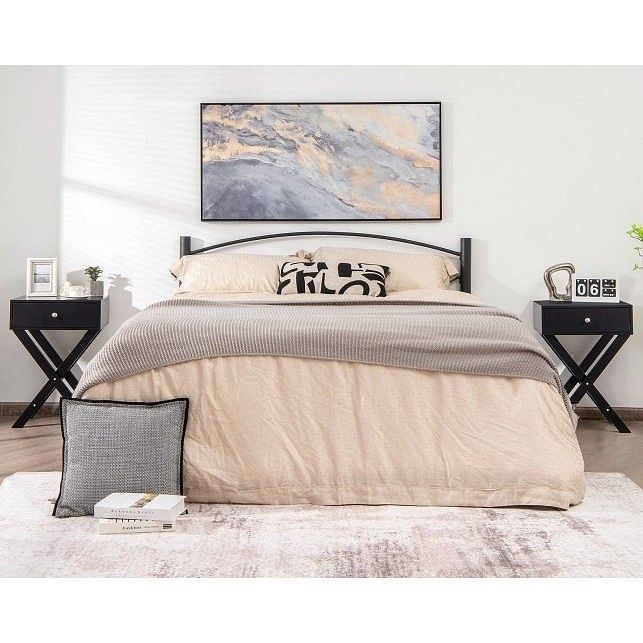 Retro Black X-Shape 1 Drawer Nightstand Coffee Table - Free Shipping