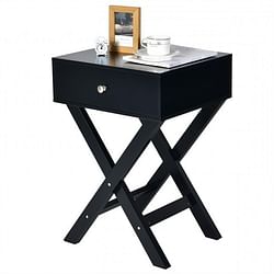 Retro Black X-Shape 1 Drawer Nightstand Coffee Table - Free Shipping