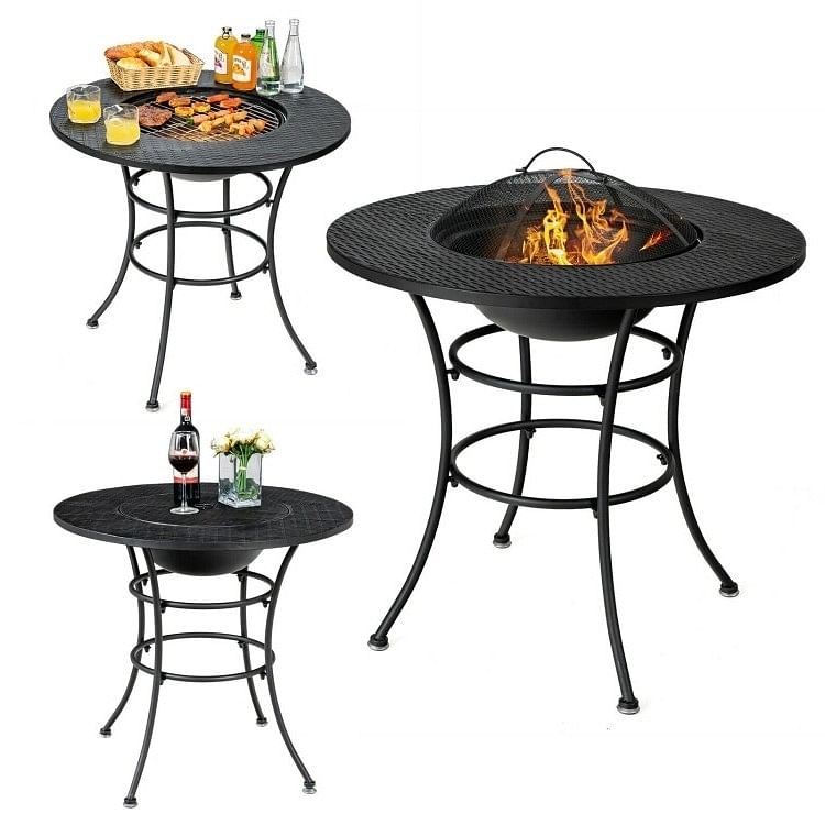 4 in 1 Fire Pit, Grill Cooking BBQ Grate, Ice Bucket, Dining Table - Free Shipping