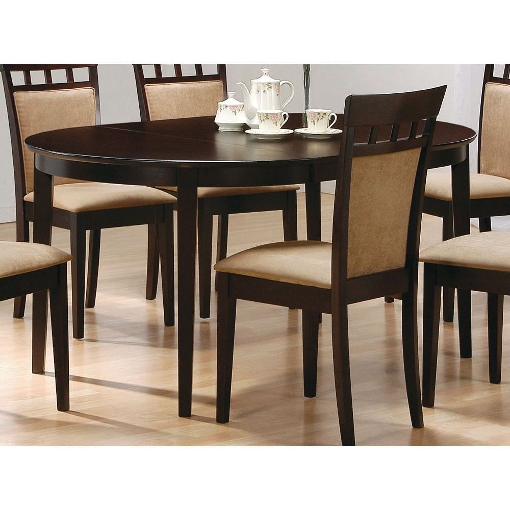 Contemporary Oval Dining Table in Dark Brown Cappuccino Wood Finish - Free Shipping