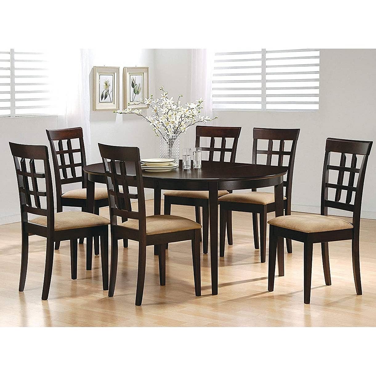 Contemporary Oval Dining Table in Dark Brown Cappuccino Wood Finish - Free Shipping