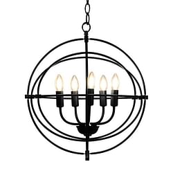 5 Light Brass Rustic Industrial Rotating Metal Chandelier - Free Shipping