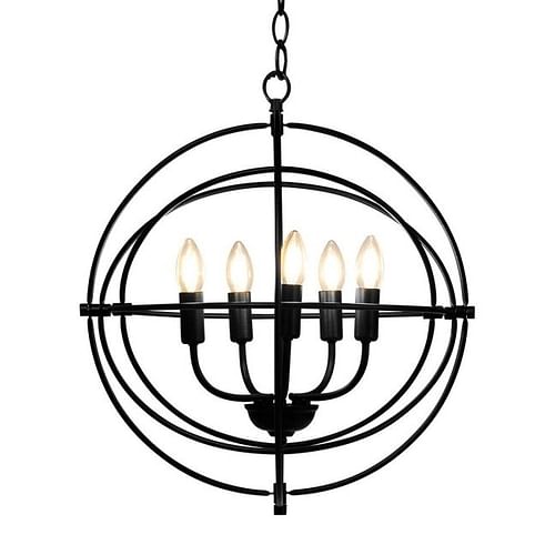 5 Light Brass Rustic Industrial Rotating Metal Chandelier - Free Shipping