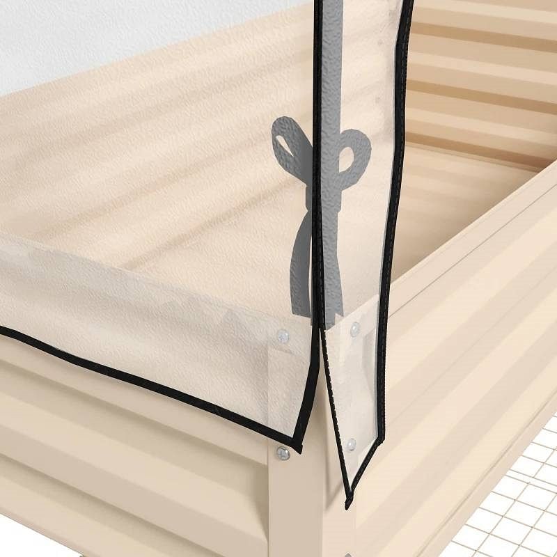 Cream Elevated Metal Raised Garden Bed w/ Greenhouse Cover - Free Shipping