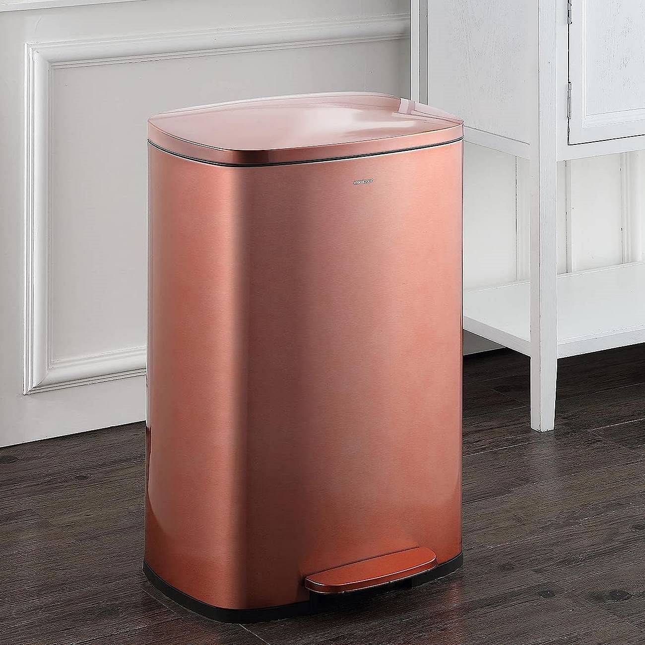 Set of 2 - Copper Gold Step-on Trash Can - 13-Gallon and 1.3-Gallon - Free Shipping