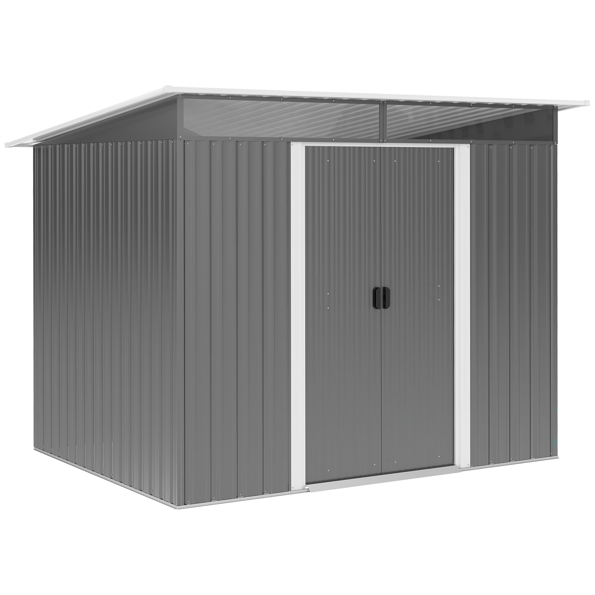Outsunny 6' x 8.5' Outdoor Metal Garden Shed Utility Tool Storage Steel Backyard House, Grey