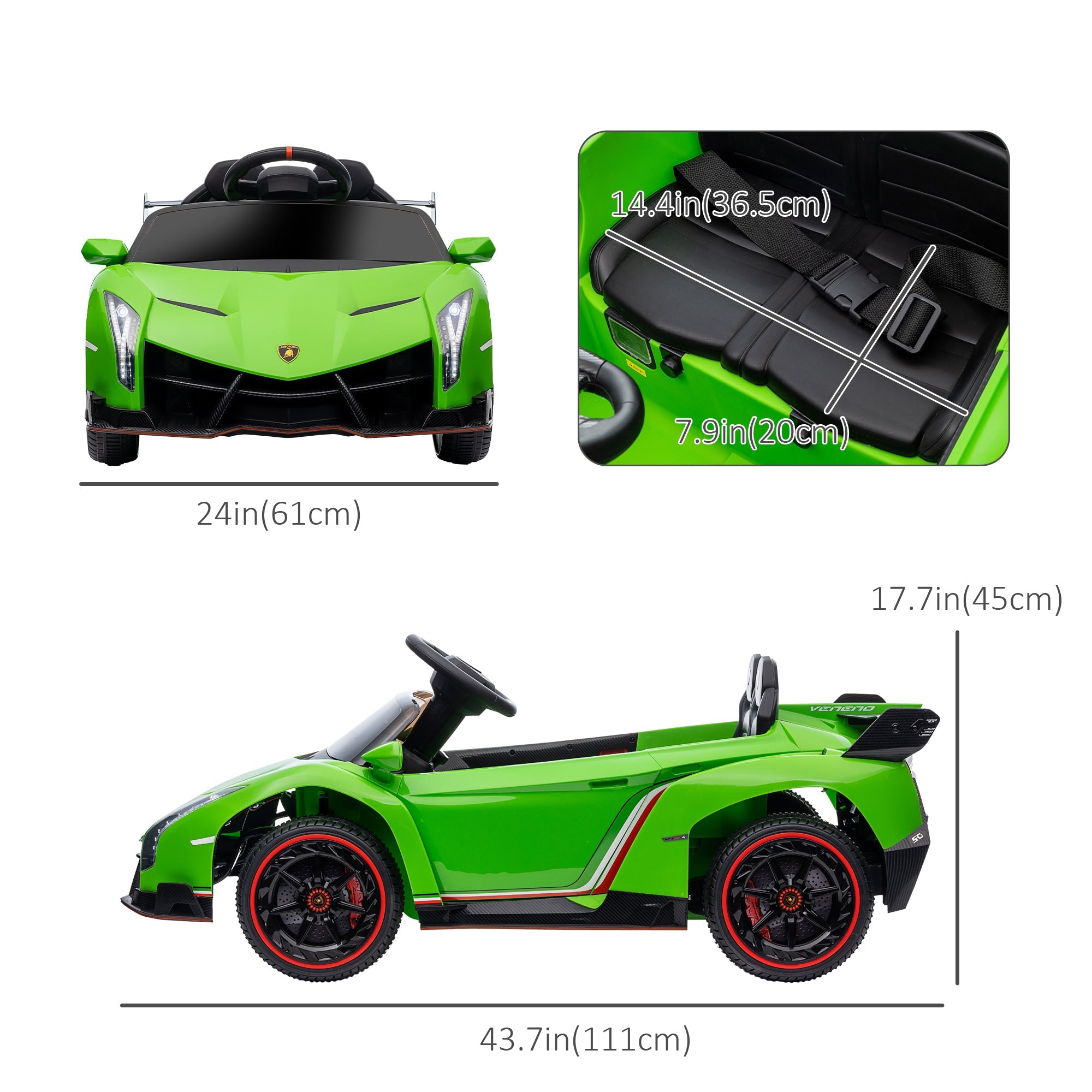 Aosom Kids Sports Car: 12V Electric, Butterfly Doors, 4.3Mph, Portable Battery, Green, for Boys/Girls