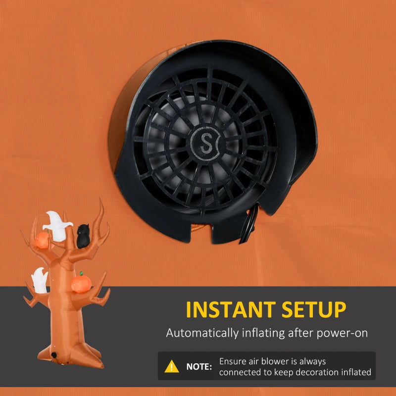 HOMCOM Inflatable Haunted Tree – LED Lighted Halloween Decoration with Owl, Ghost, and Pumpkins