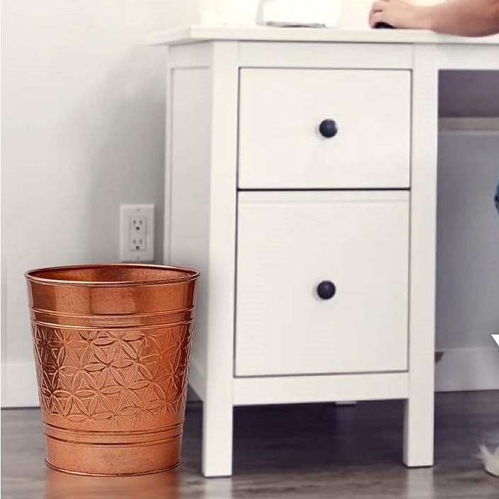 Bathroom Bedroom Metal Trash Can Waste Basket in Copper Finish - Free Shipping