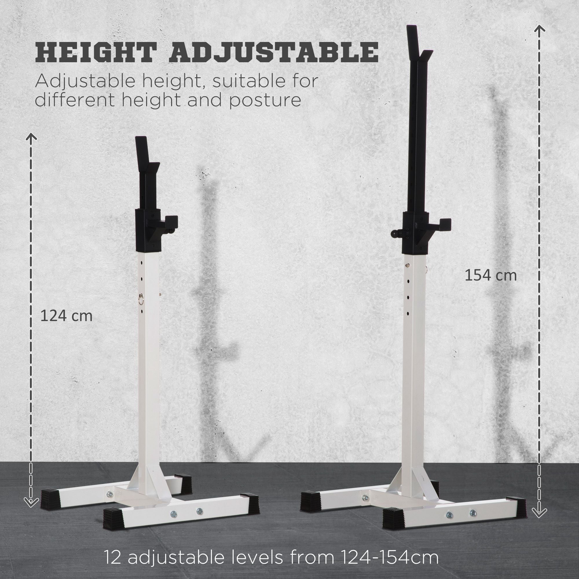 Soozier Adjustable Power Squat Stand Barbell Rack Weight Lifting Home Gym Equipment Black White