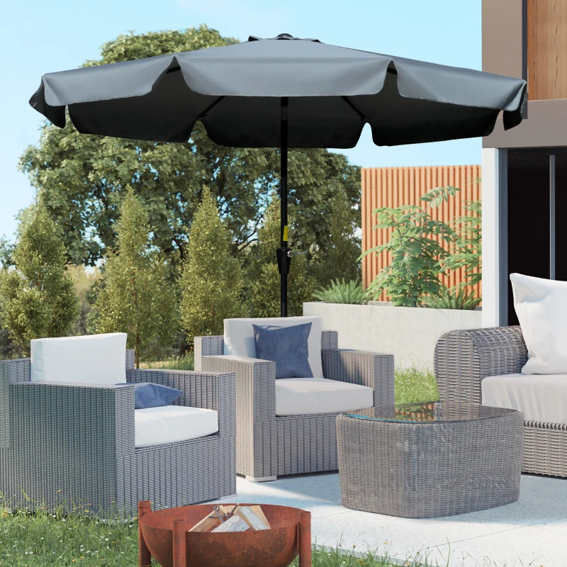 8.5 ft Outdoor Market Table Umbrella, Round Patio Umbrella with Tilt and Crank for Garden, Backyard, Deck, Dark Grey