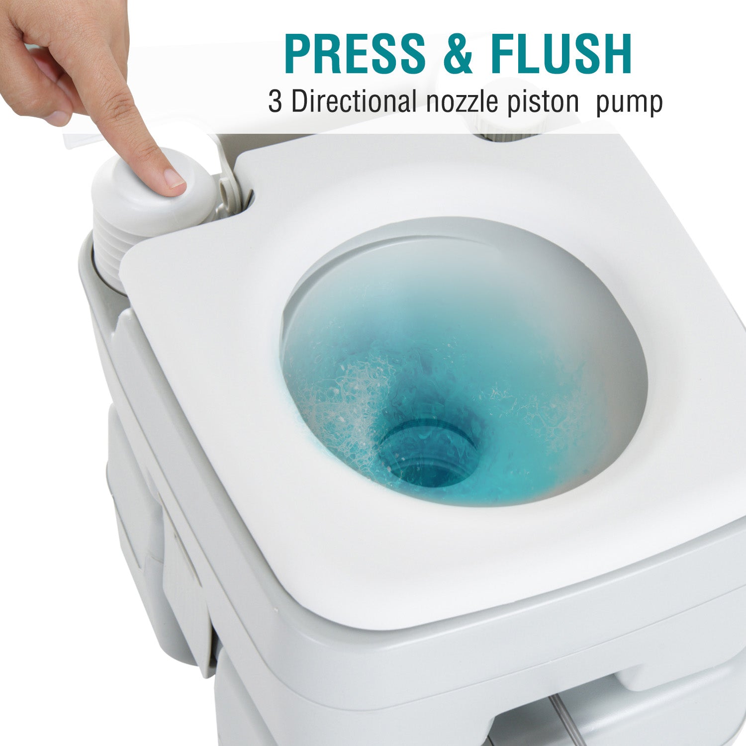 HOMCOM kleankin Portable Camping Toilet Flushable Travel Tank with Level Indicator Easy Clean 5.3 Gallon 20L