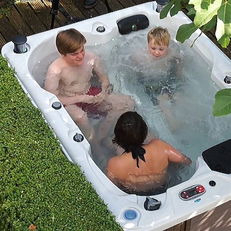 Montreal 3-Person Plug & Play Hot Tub | 29 Jets, Lounger, LED Lighting, Aromatherapy & Bluetooth