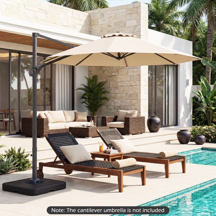Cantilever Patio Umbrella Base 220 LBS Water and Sand Fillable Weighted Stand