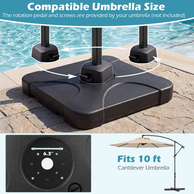 Cantilever Patio Umbrella Base 242 LBS Water and Sand Fillable Weighted Stand