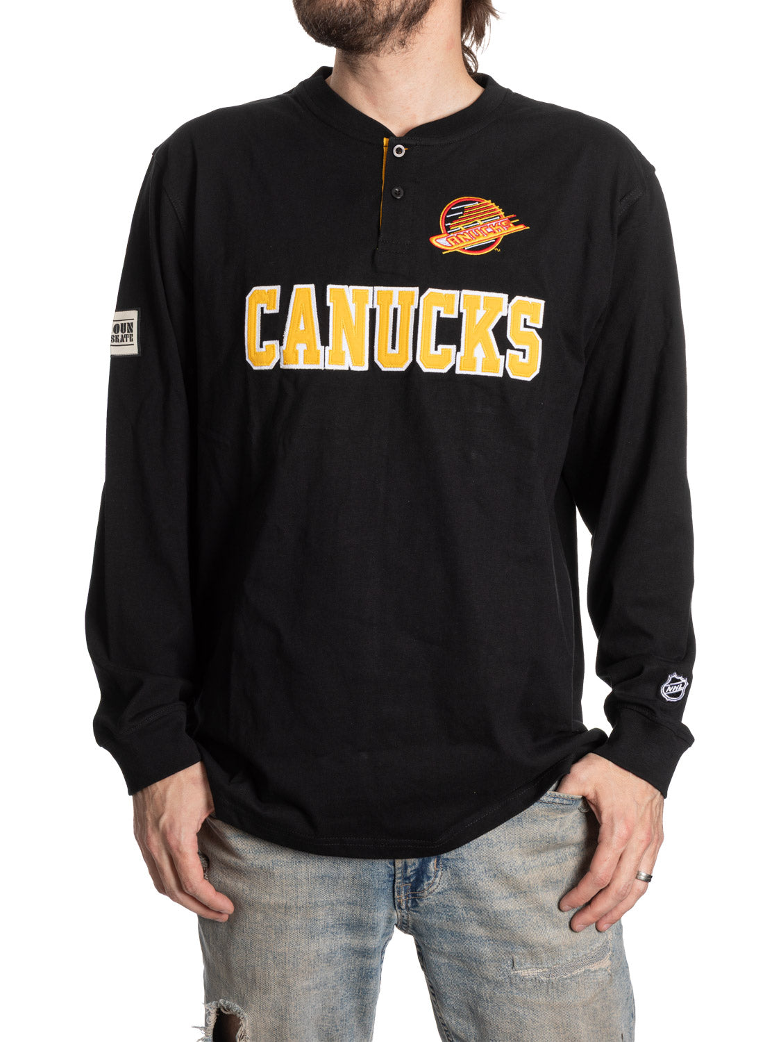 Retro Vancouver Canucks Long Sleeve Henley -Presale
