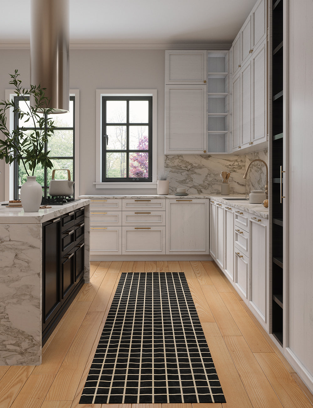 Caper Black Natural Checkered Rug