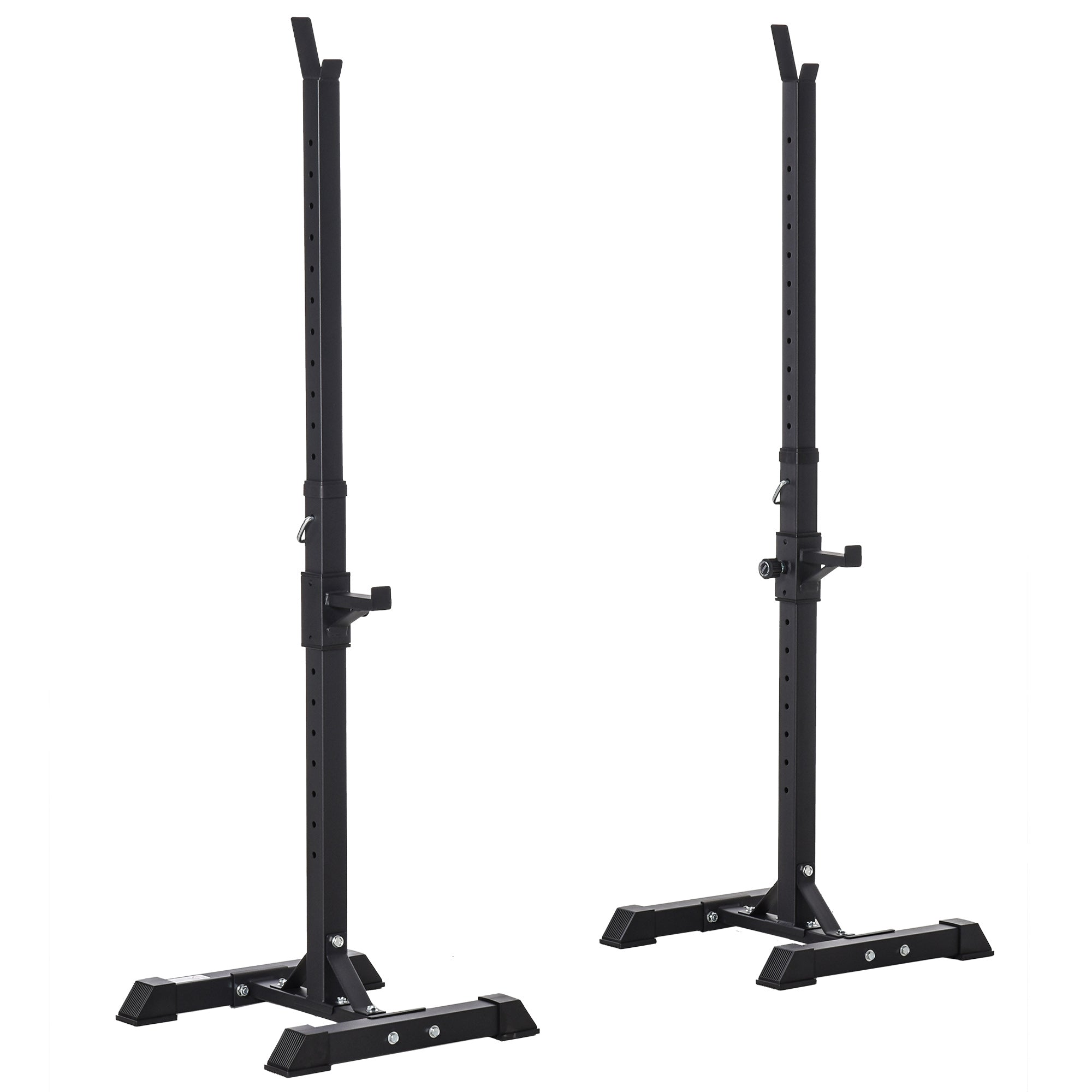 Soozier Adjustable Stable Power Squat Stand Portable 2 Bars Barbell Holder Weight Lifting Rack Black for Home Gym Workout