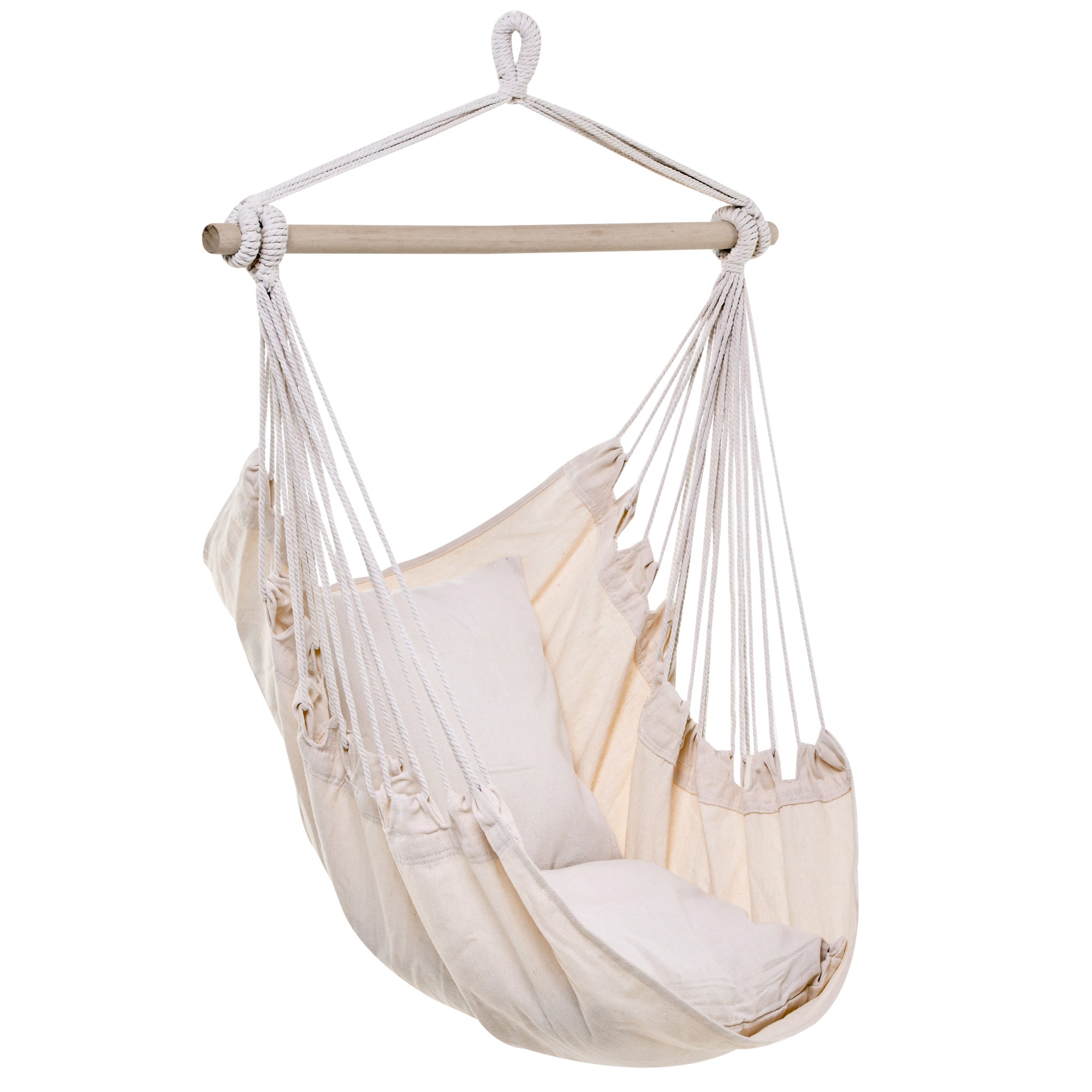 Outsunny Hammock Chair Swing Hanging Macrame Chair Cotton Two Soft Seat Cushions Bedroom Indoor Outdoor Ideal Gift Kids