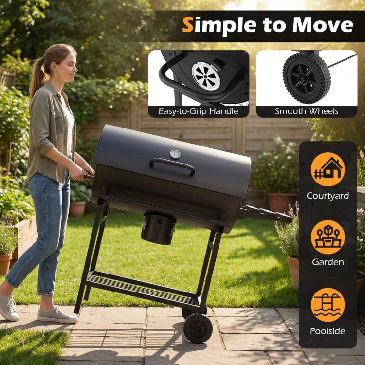 Charcoal BBQ Grill Outdoor Smoker Grill Combo with Thermometer
