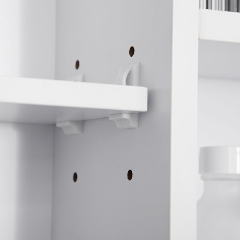 Wall Mounted Medicine Cabinet, 39.25"W x 27.5"H Bathroom Mirror Cabinet with Single Mirrored Door, Shelves and Storage Cupboard, White